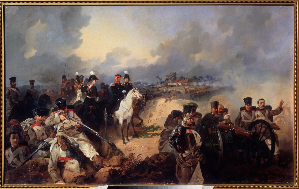 A Batalha de Montmirail, 11 de fevereiro de 1814 de Mikhail Osipovich Mikeshin