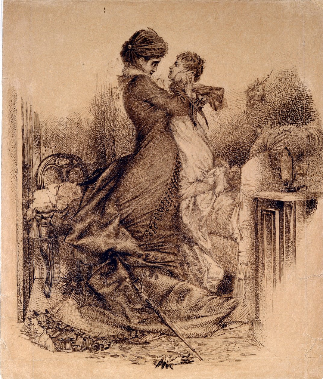 Anna Karenine avec son fils - Ilustração para o romance "Anna Karenine" de Leon Tolstoy de Mikhail Aleksandrovich Vrubel