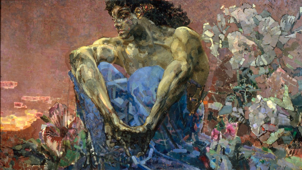 Demônio sentado em um jardim, 1890. de Mikhail Aleksandrovich Vrubel