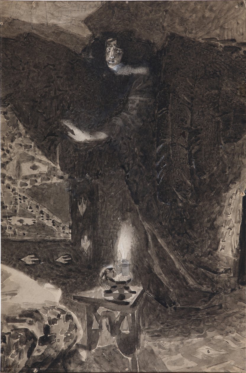 Ilustração do poema O Demônio, de Mikhail Lermontov, 1890-1900 de Mikhail Aleksandrovich Vrubel