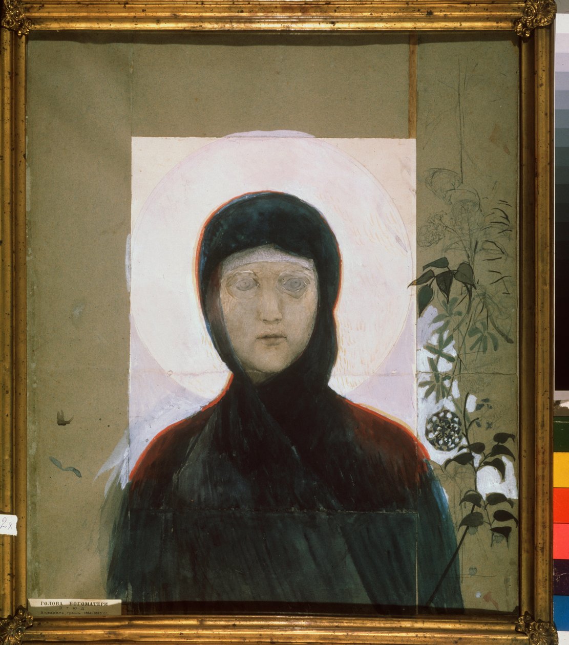 La Vierge (A Virgem) - Obra de Mikhail Alexandrovich Vrubel (Vrubel) (1856-1910), guache sobre papel de Mikhail Aleksandrovich Vrubel