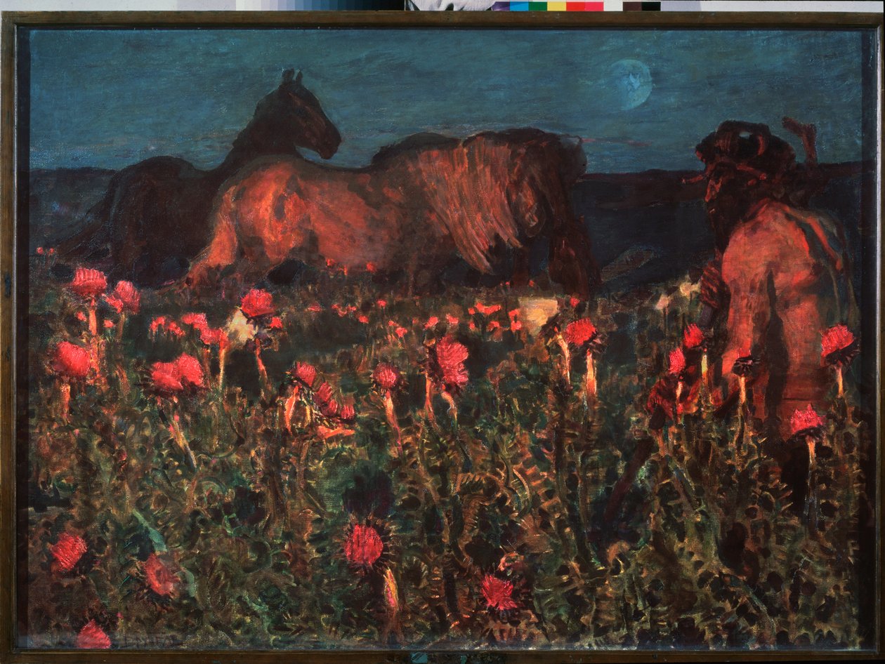 A Noite Chega - Pintura de Mikhail Alexandrovich Vrubel (Vroubel) (1856-1910), óleo sobre tela de Mikhail Aleksandrovich Vrubel