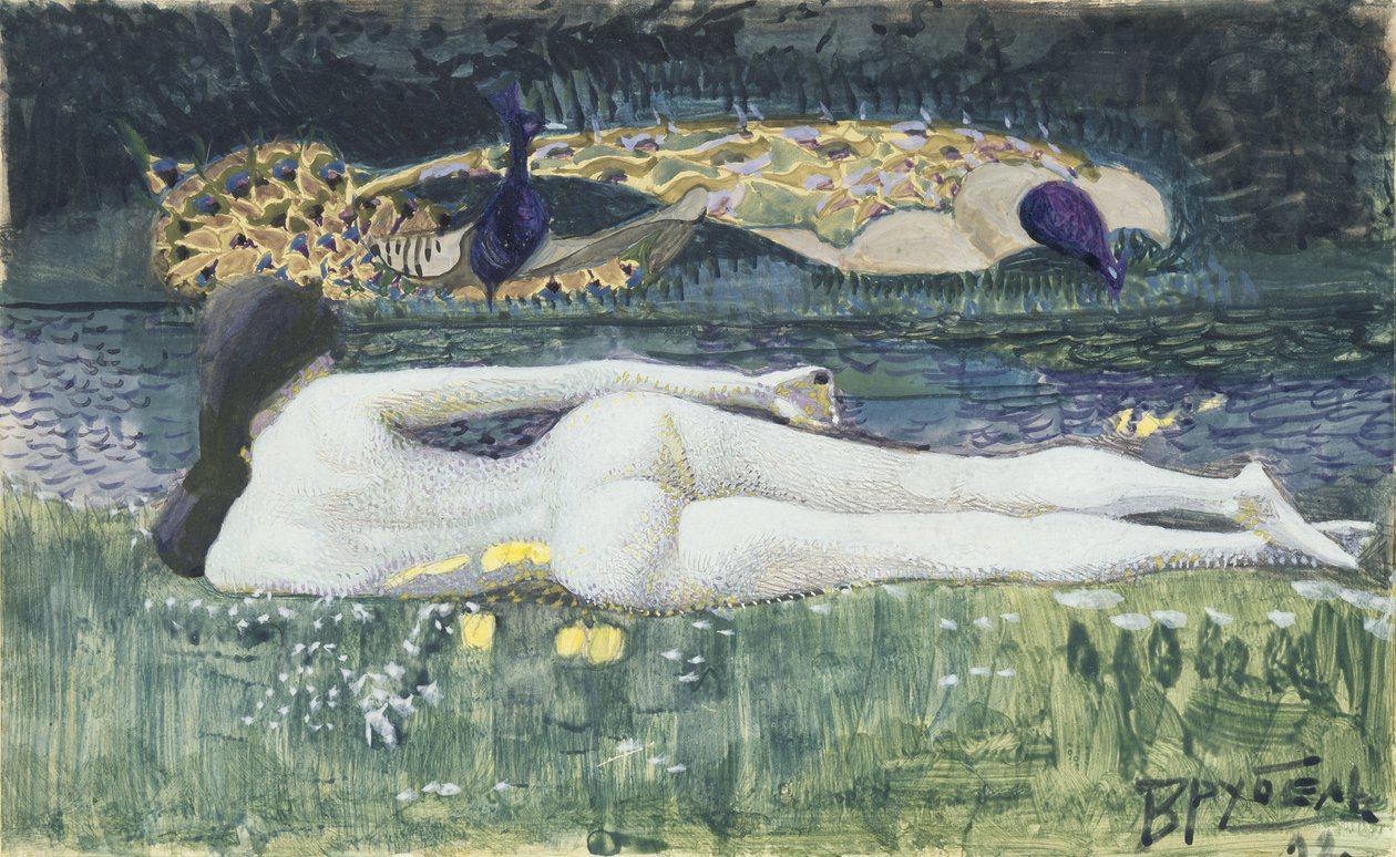 Deitado nu, 1902 de Mikhail Aleksandrovich Vrubel