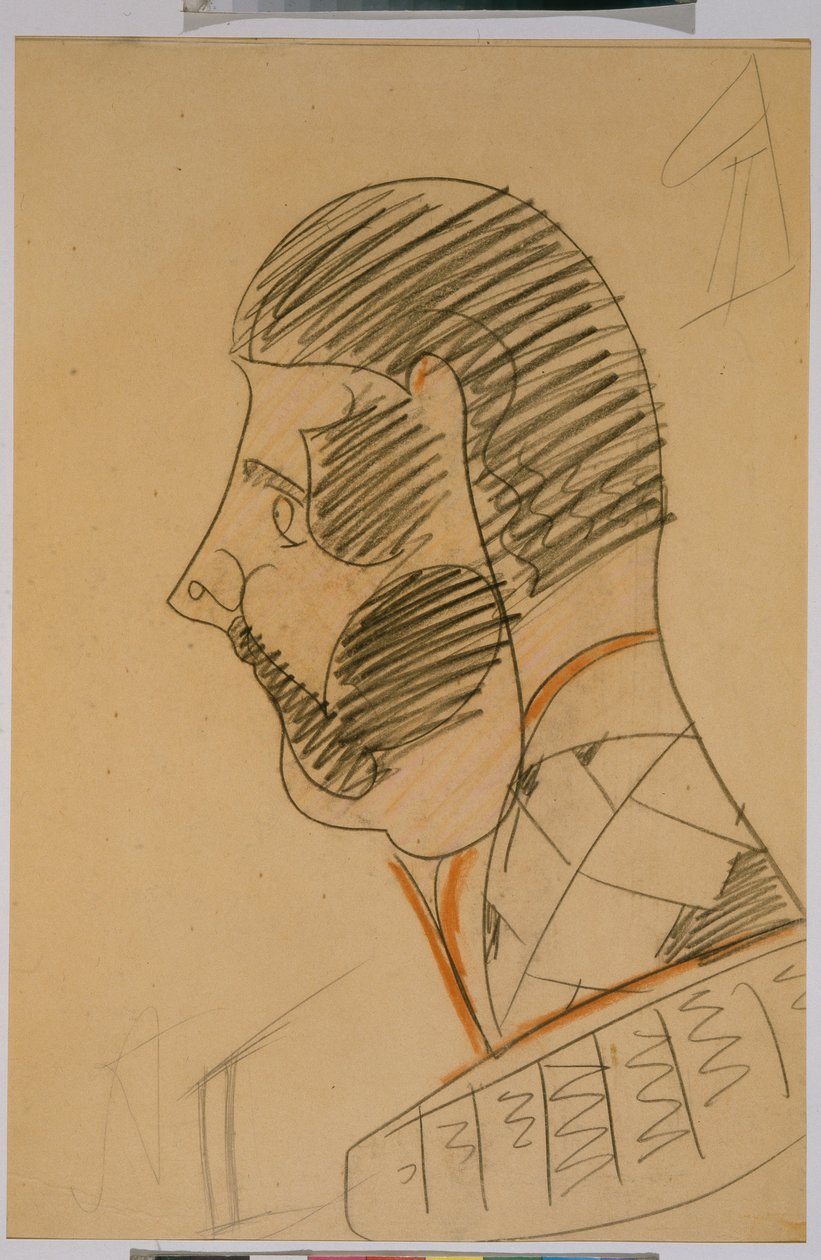 Imperador Alexandre II da Rússia (1818-1881) - Desenho de Mikhail Alexandrovich Vrubel (Vroubel) (1856-1910), Lápis e sangre sobre papel, 47,8x33,5 cm - Imperador Alexandre II, Lápis, sangre sobre papel de Mikhail Alexandrovich Vrubel - Musa Estatal Russa de Mikhail Aleksandrovich Vrubel