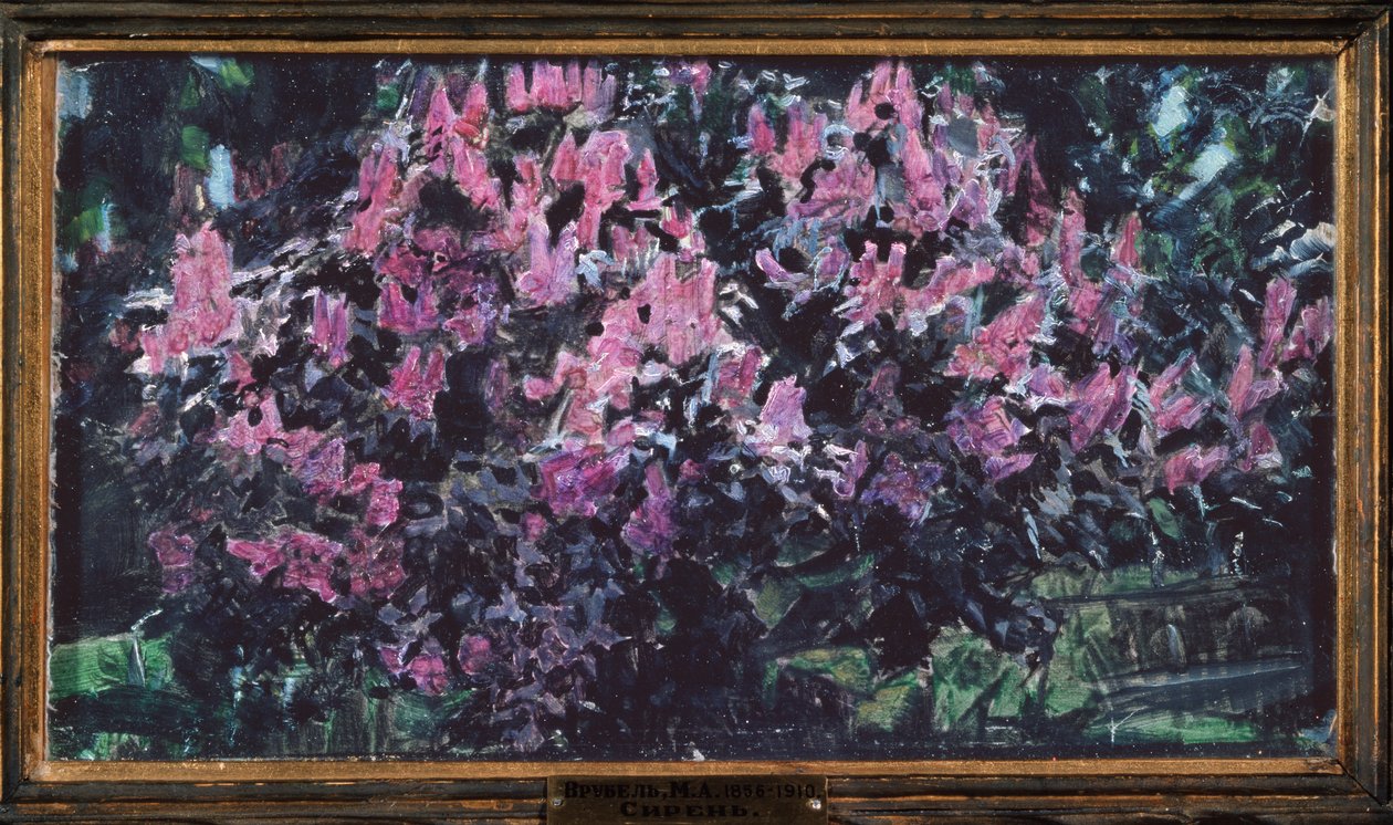 Lilás (Lilás) - Pintura de Mikhail Alexandrovich Vrubel (Vrubel) (1856-1910), óleo sobre madeira, arte russa do século 19-20, modernismo - Galeria Estadual Tretyakov, Moscovo de Mikhail Aleksandrovich Vrubel