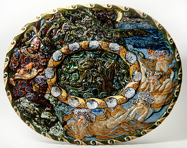 Prato Majolica retratando Sadko, o Pescador de Mikhail Aleksandrovich Vrubel