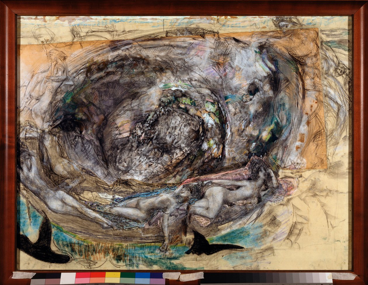 Shades of a Lagoon - Obra de Mikhail Alexandrovich Vrubel (Vrubel) (1856-1910), lápis e aquarela sobre papel de Mikhail Aleksandrovich Vrubel