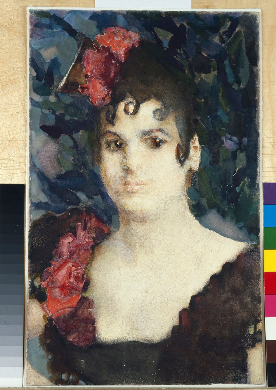 Retrato de Tatyana Lyubatovich como Carmen na ópera de Georges Bizet - Aquarela sobre papel de Mikhail Alexandrovich Vrubel (Vrubel) (1856-1910) de Mikhail Aleksandrovich Vrubel