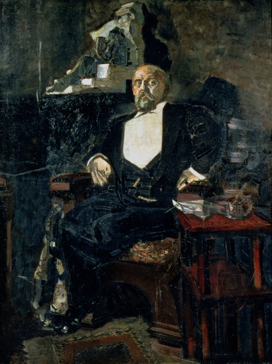 Retrato de Savva Mamontov, a fundadora da primeira ópera privada de Mikhail Aleksandrovich Vrubel