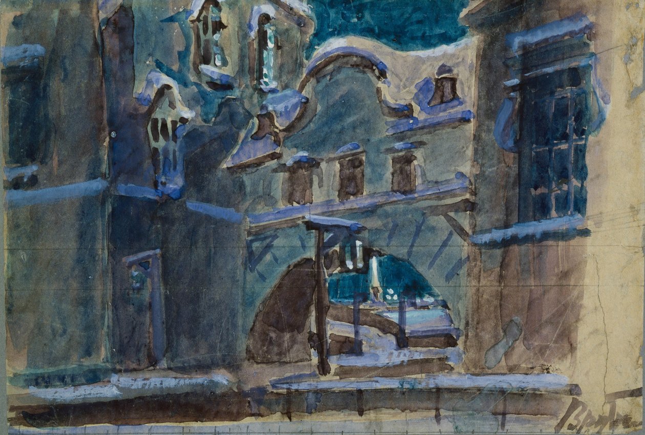 Cenografia para a ópera A rainha das espadas de P. Tchaikovsky, 1901 de Mikhail Aleksandrovich Vrubel