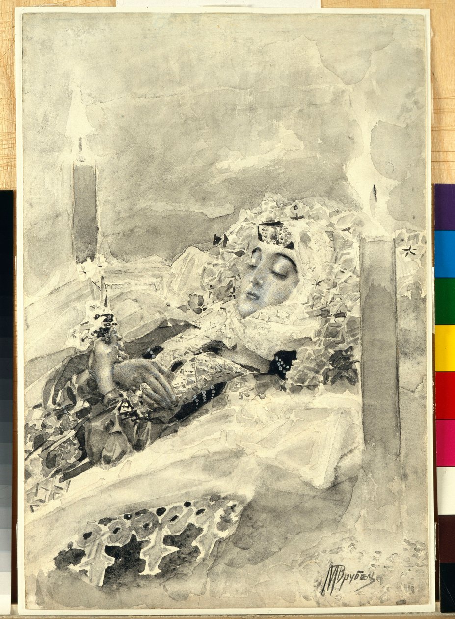 Tamara no caixão de Mikhail Aleksandrovich Vrubel