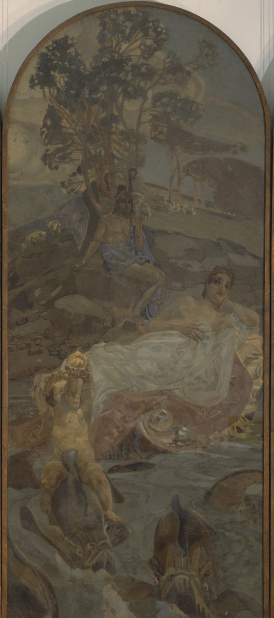 Tríptico de Vênus, Amor e Paris O Julgamento de Paris, parte central, 1893 de Mikhail Aleksandrovich Vrubel