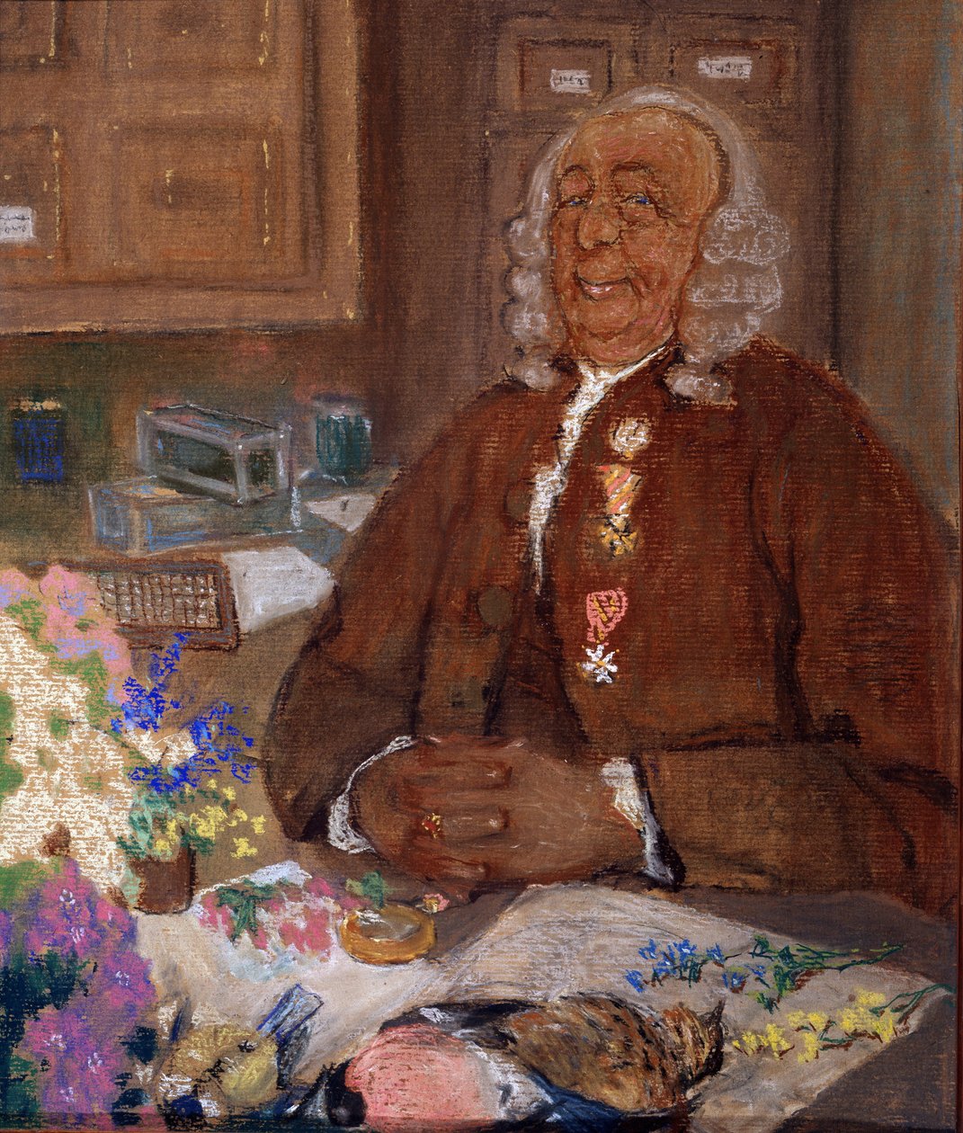 ""Retrato de Charles Linne (Carl von Linne, Linneus 1707-1778), naturalista sueco"" Pintura de Mikhail Dmitrievich Ezuchevsky (1880-1928) 20th Century State Darwin Museum, Moscou de Mikhail Dmitrievich Ezuchevsky