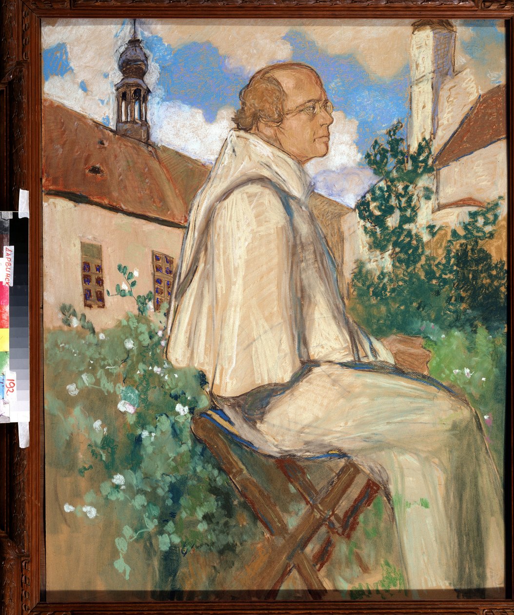 "Retrato de Johann Gregor Mendel (1822-1884), monge checo e botânico, fundador da genética" Pintura de Mikhail Dmitrievich Ezuchevsky (1880-1928) 1926 Museu Estadual Darwin, Moscovo de Mikhail Dmitrievich Ezuchevsky