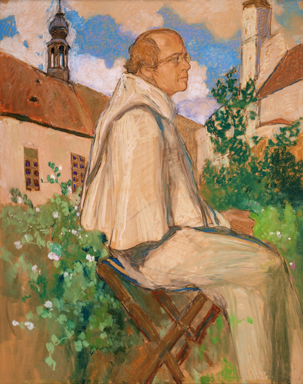 Retrato do geneticista Johann Gregor Mendel, 1926 (pastel sobre papel) de Mikhail Dmitrievich Ezuchevsky