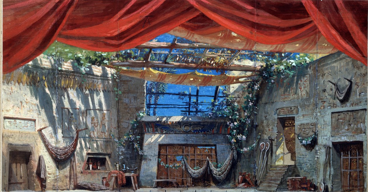 Cenografia para o ballet "Ondine ou la Naiade" de Jules Perrot à música composta por Cesare Pugni. Ilustração Gouache de Mikhail Ilyich Bocharov (1831-1895) 1874 Estado Central A. Museu do Teatro Bakhrushin, Moscovo de Mikhail Ilyich Bocharov