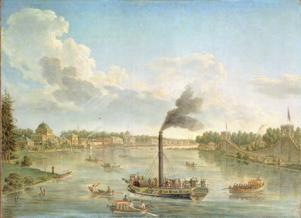 Palácio Grand Peterhof no Golfo da Finlândia, 1761 de Mikhail Ivanovich Makhaev
