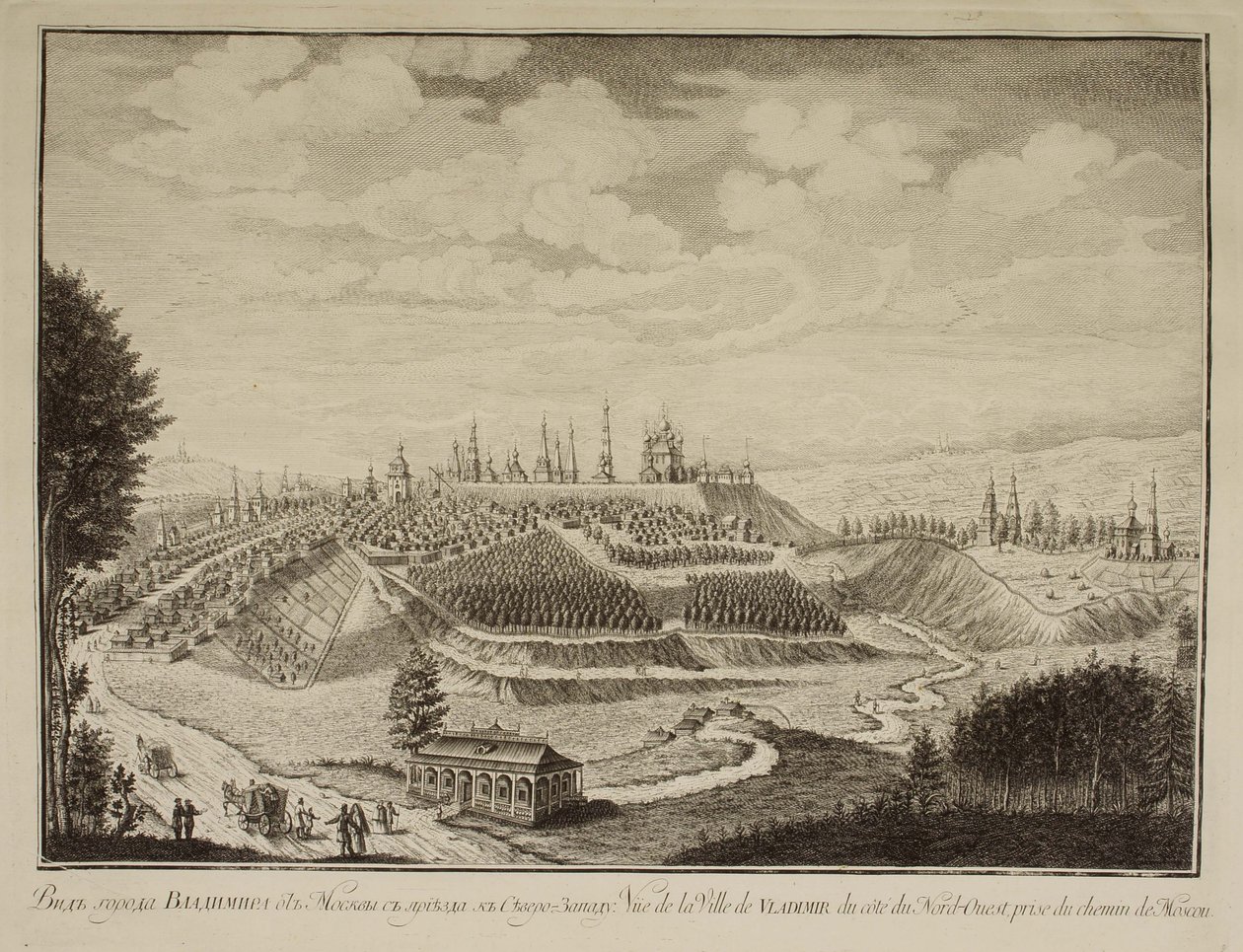 Vista da cidade de Vladimir, 1769 de Mikhail Ivanovich Makhaev