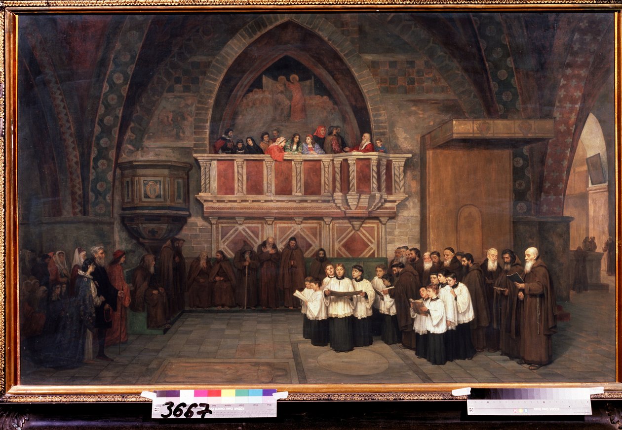 "Vésperas na Igreja de São Francisco de Assis, Itália" Pintura de Mikhail Petrovich Botkin (1839-1914) 1871 Galeria Estadual Tretyakov, Moscovo de Mikhail Petrovich Botkin