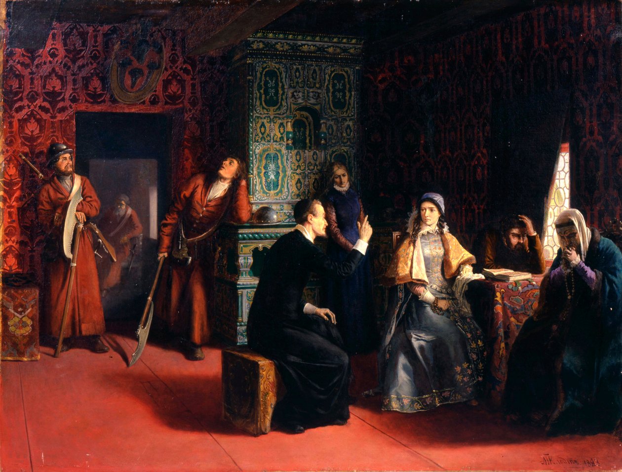 Marina Mniszech com seu pai sob prisão, 1883. de Mikhail Petrovich Klodt