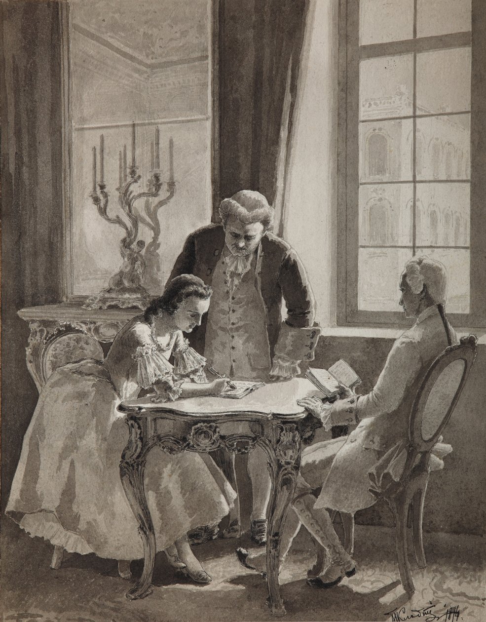 Aula de língua russa da imperatriz Catarina II, 1894 de Mikhail Petrovich Klodt Baron