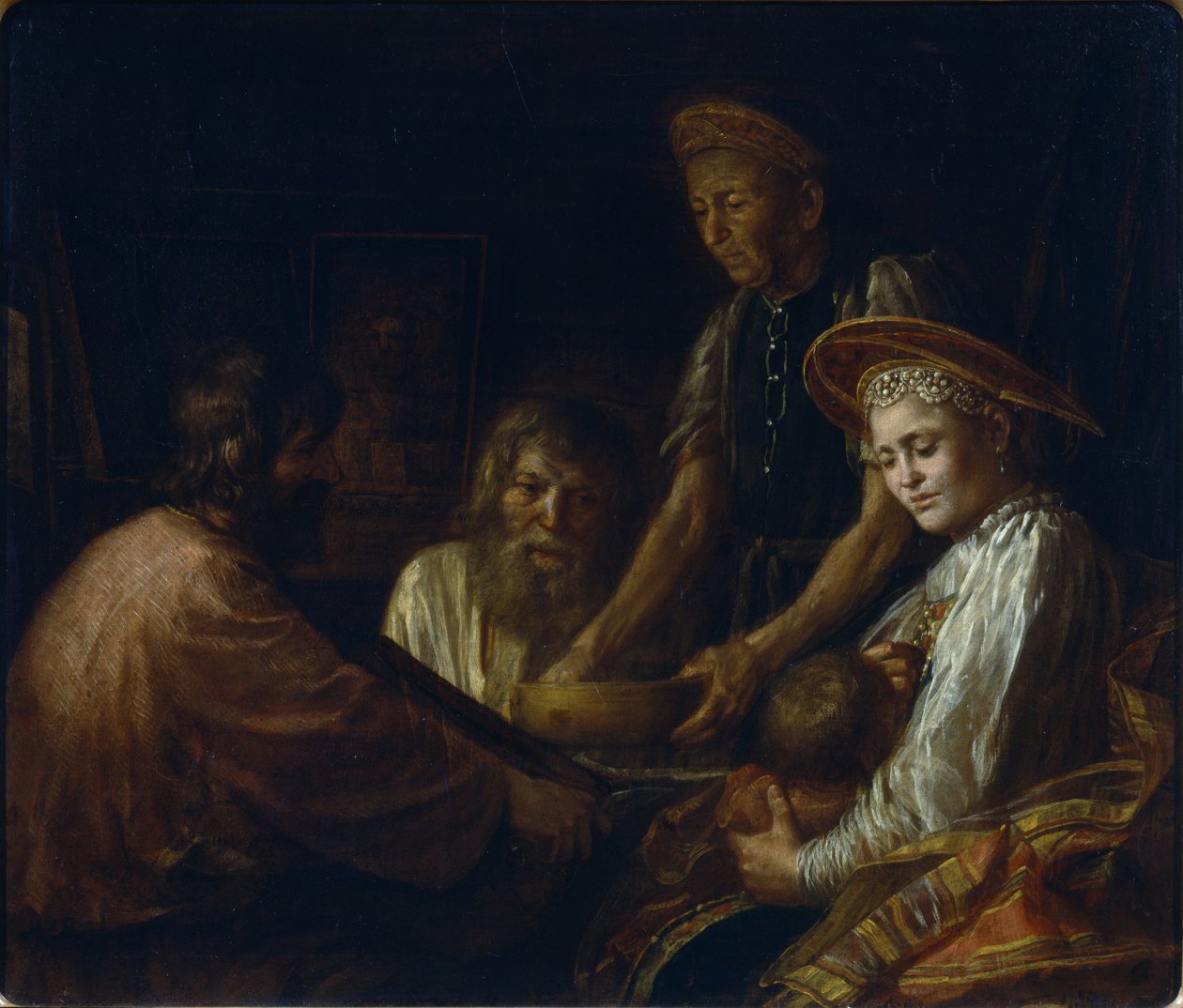 Refeição camponesa, 1774 de Mikhail Shibanov