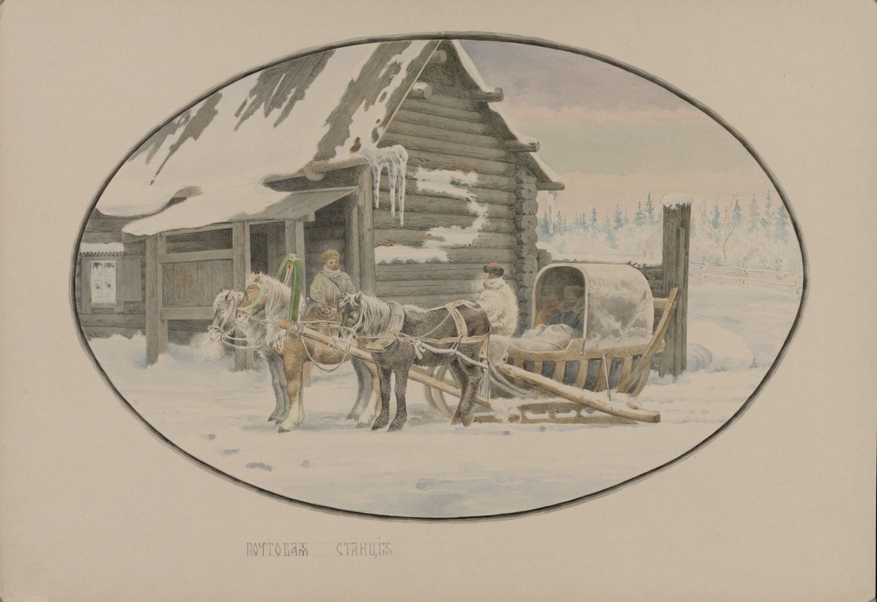 Estação postal, 1862. de Mikhail Stepanovich Znamensky