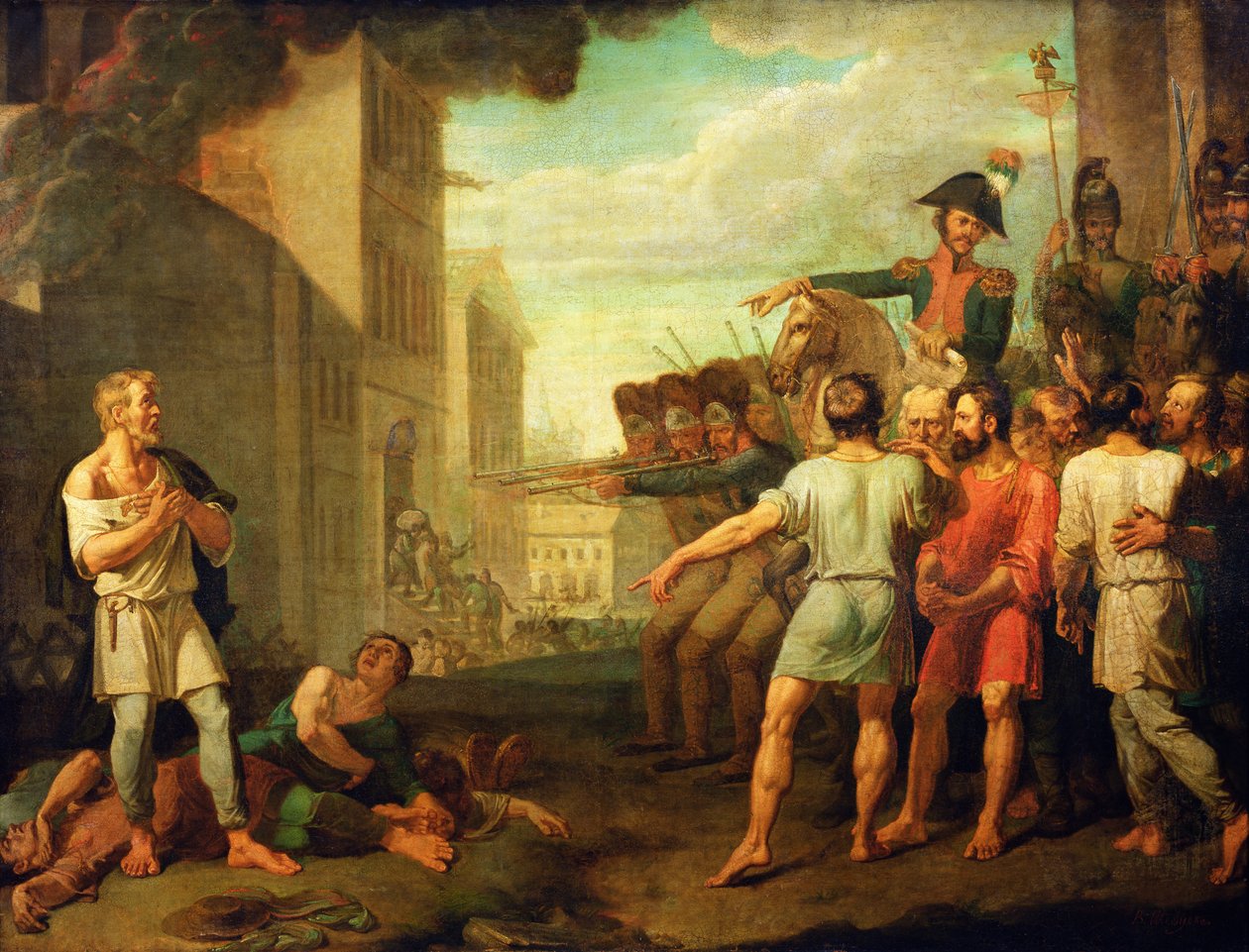 A execução dos russos por soldados franceses em 1812 de Mikhail Tikhonov
