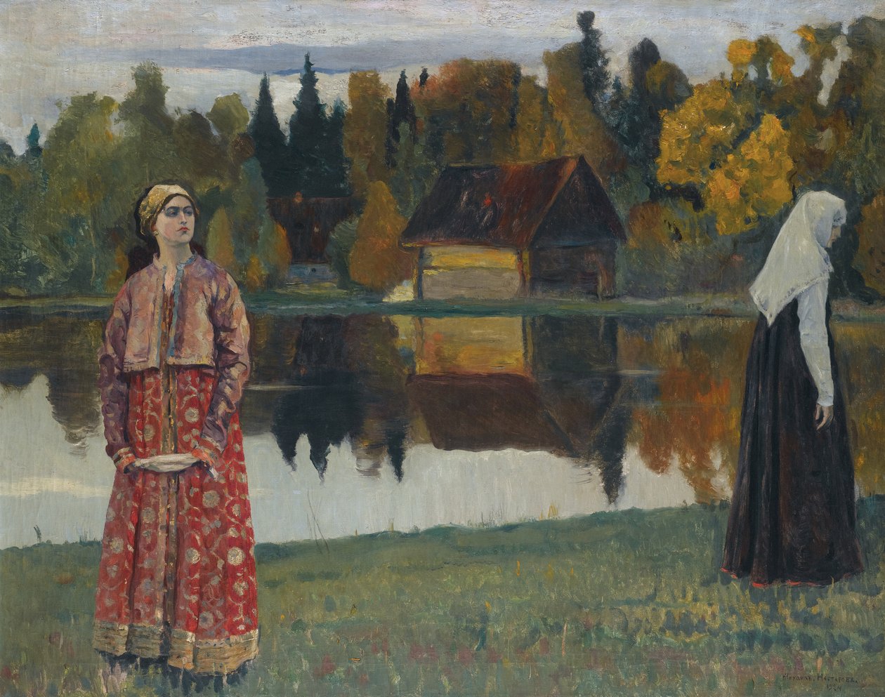 À beira do lago, 1924 de Mikhail Vasilievich Nesterov