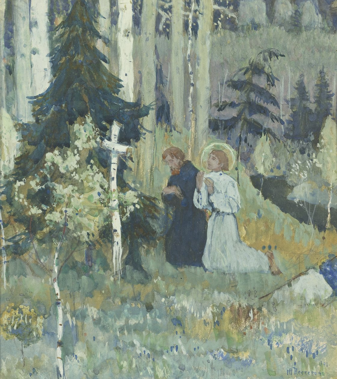 A Fundação do Mosteiro da Trindade-Sergius de Mikhail Vasilievich Nesterov