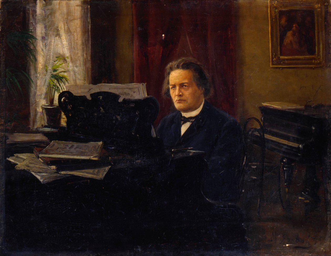 Retrato do compositor Anton Rubinstein, final do século XIX de Mikhail Yarovoy