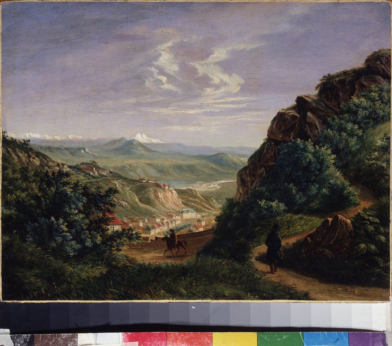 Vista de Pyatigorsk, Rússia. Pintura de Mikhail Yuryevich Lermontov (1814-1841), óleo sobre tela de Mikhail Yuryevich Lermontov