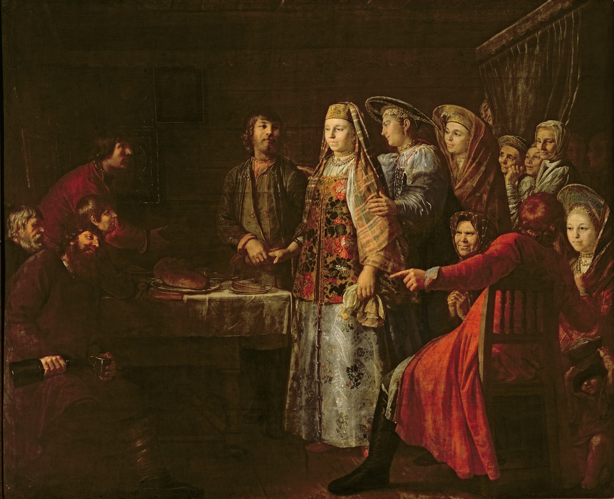 Celebrando o Acordo de Casamento, 1777 de Mikhail Shibanov