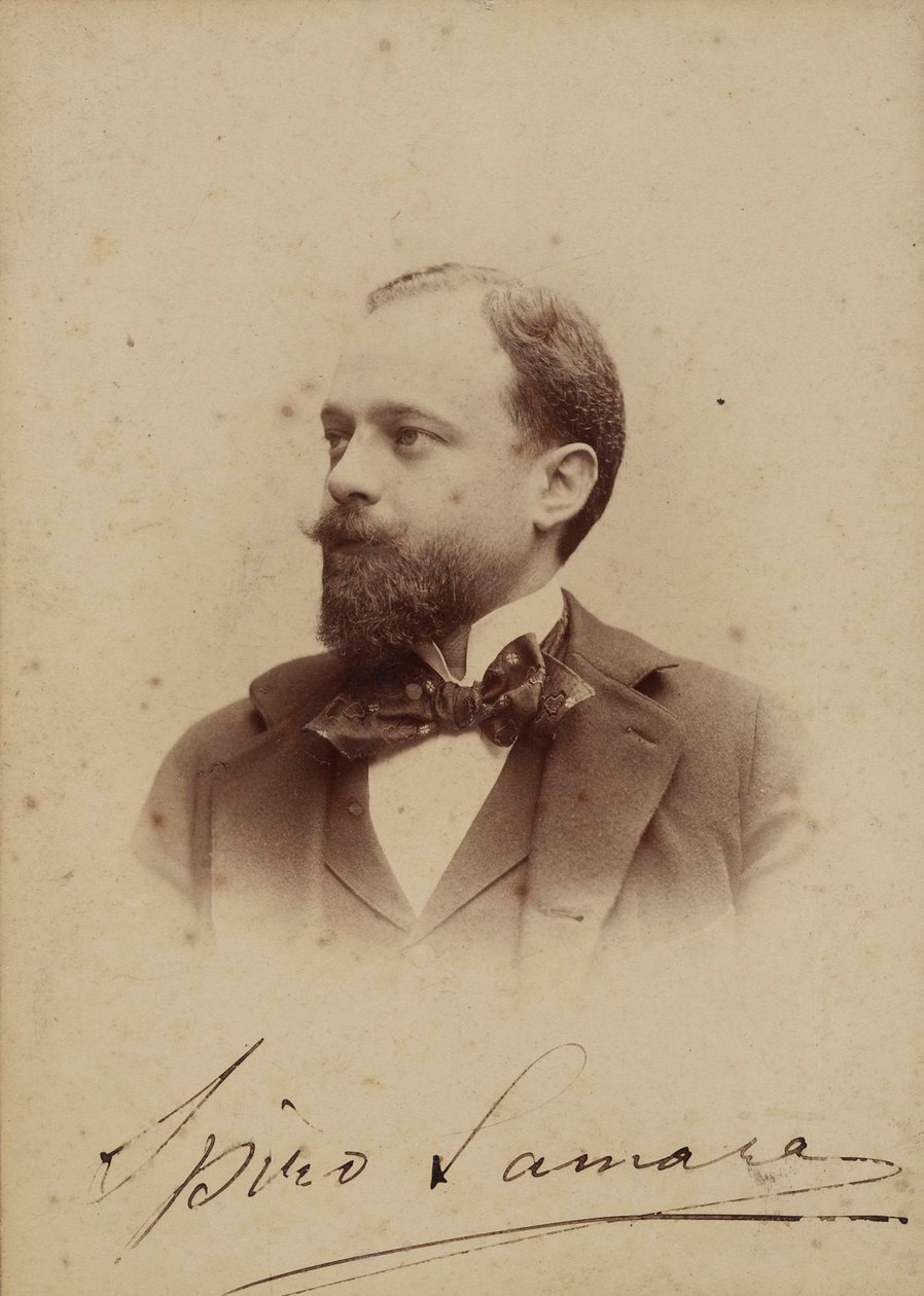 Retrato do compositor Spyridon Samaras 1861-1917, ca 1894. de Milano . Guigoni and Bossi