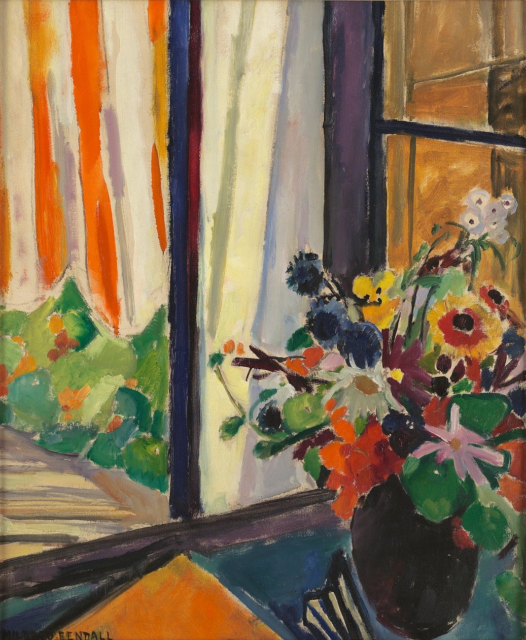 Flores antes de uma janela, c.1930 de Mildred Bendall
