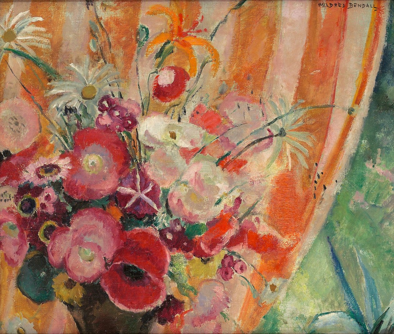 Cortina listrada laranja, c.1926 de Mildred Bendall