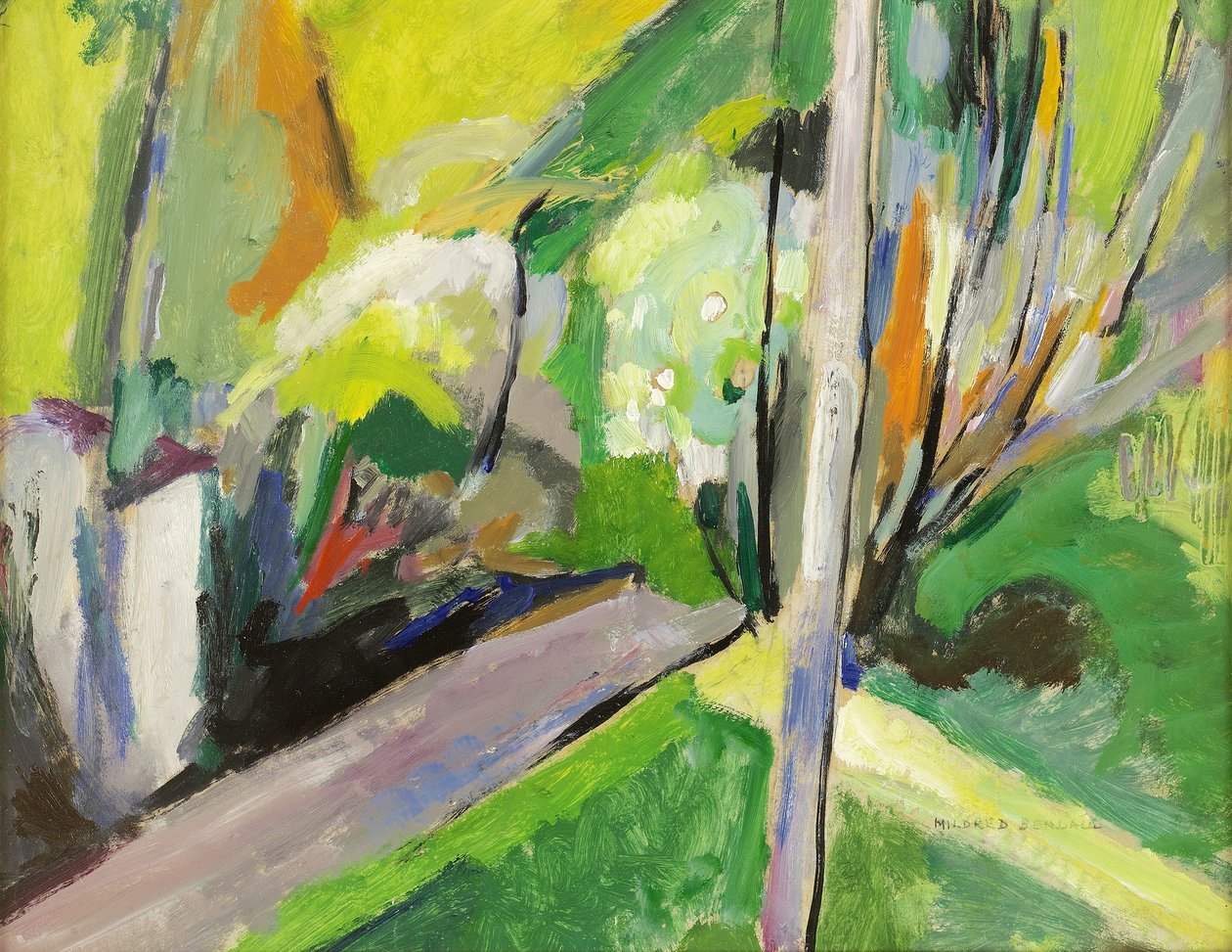 O caminho do país, c.1935 (óleo sobre papel colocado no painel) de Mildred Bendall