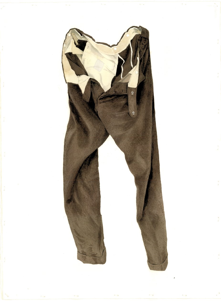 Calças de veludo marrom (Michael) 2003 (wc no papel) de Miles Contemporary Artist Thistlethwaite