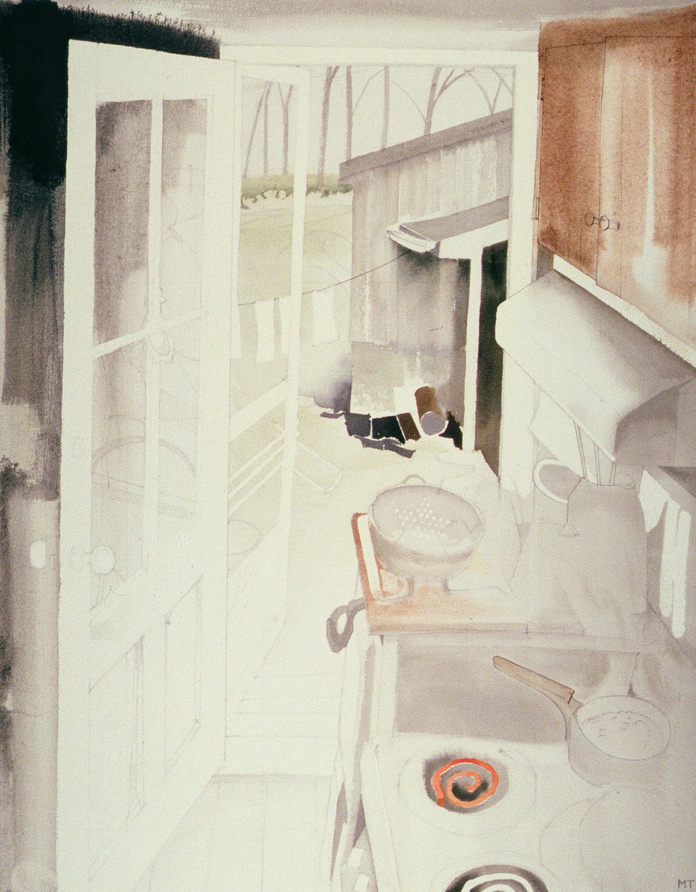 Fogão e Cozinha, Connecticut (wc no papel) de Miles Contemporary Artist Thistlethwaite