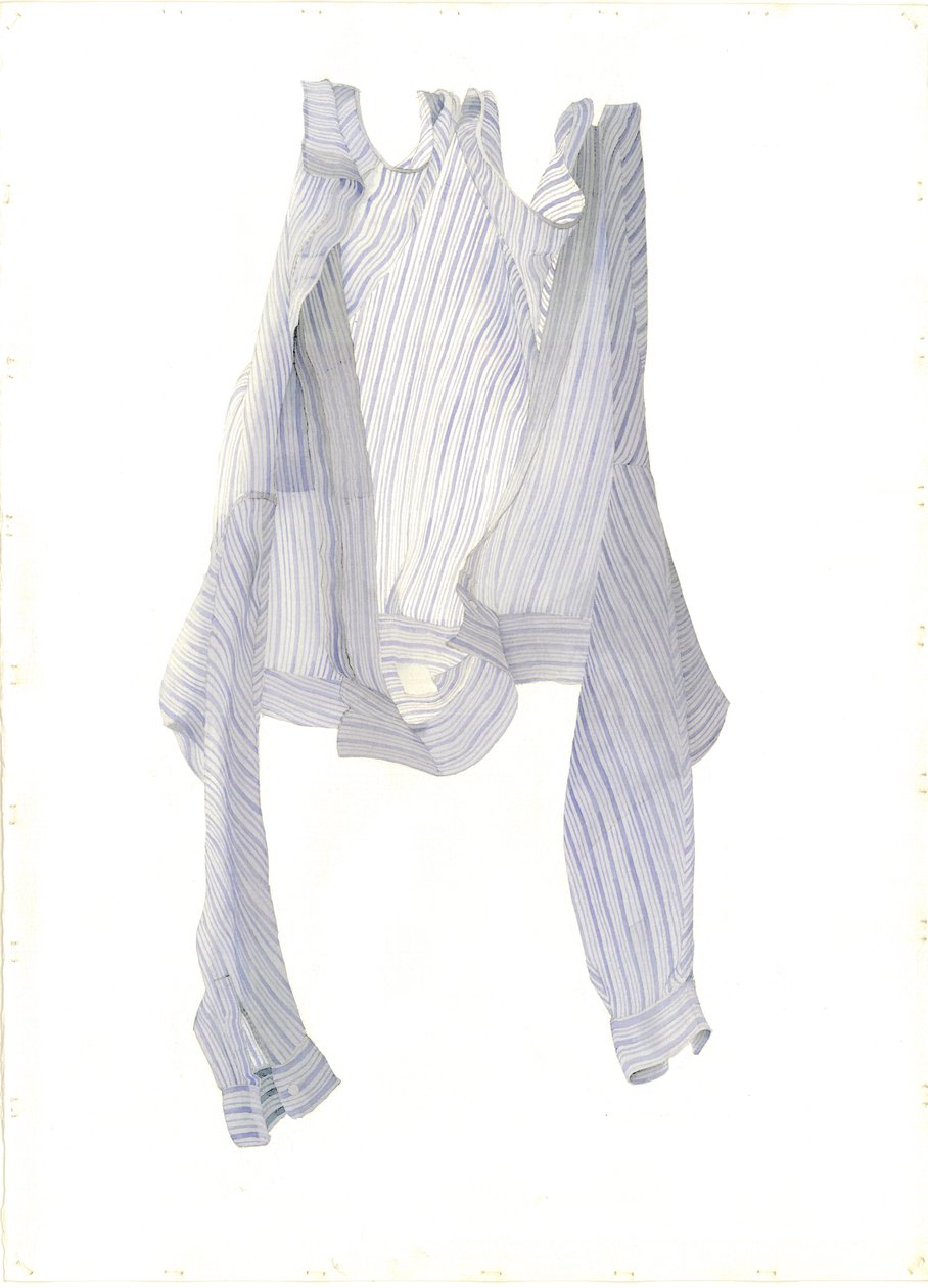 Camisa azul listrada em uma brisa, 2004 (wc no papel) de Miles Contemporary Artist Thistlethwaite