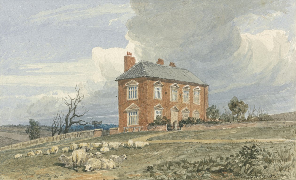 Irmingland Hall, Norfolk (wc com tinta sobre grafite em papel tufado) de Miles Edmund Cotman