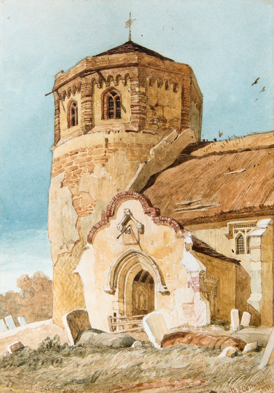 A Torre e o Pórtico Sul, Igreja de Santo André, West Dereham de Miles Edmund Cotman