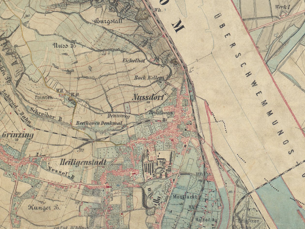 Mapa de Nussdorf perto de Viena, 1872 de Militärgeographisches Institut Österreichisch Ungarische Monarchie