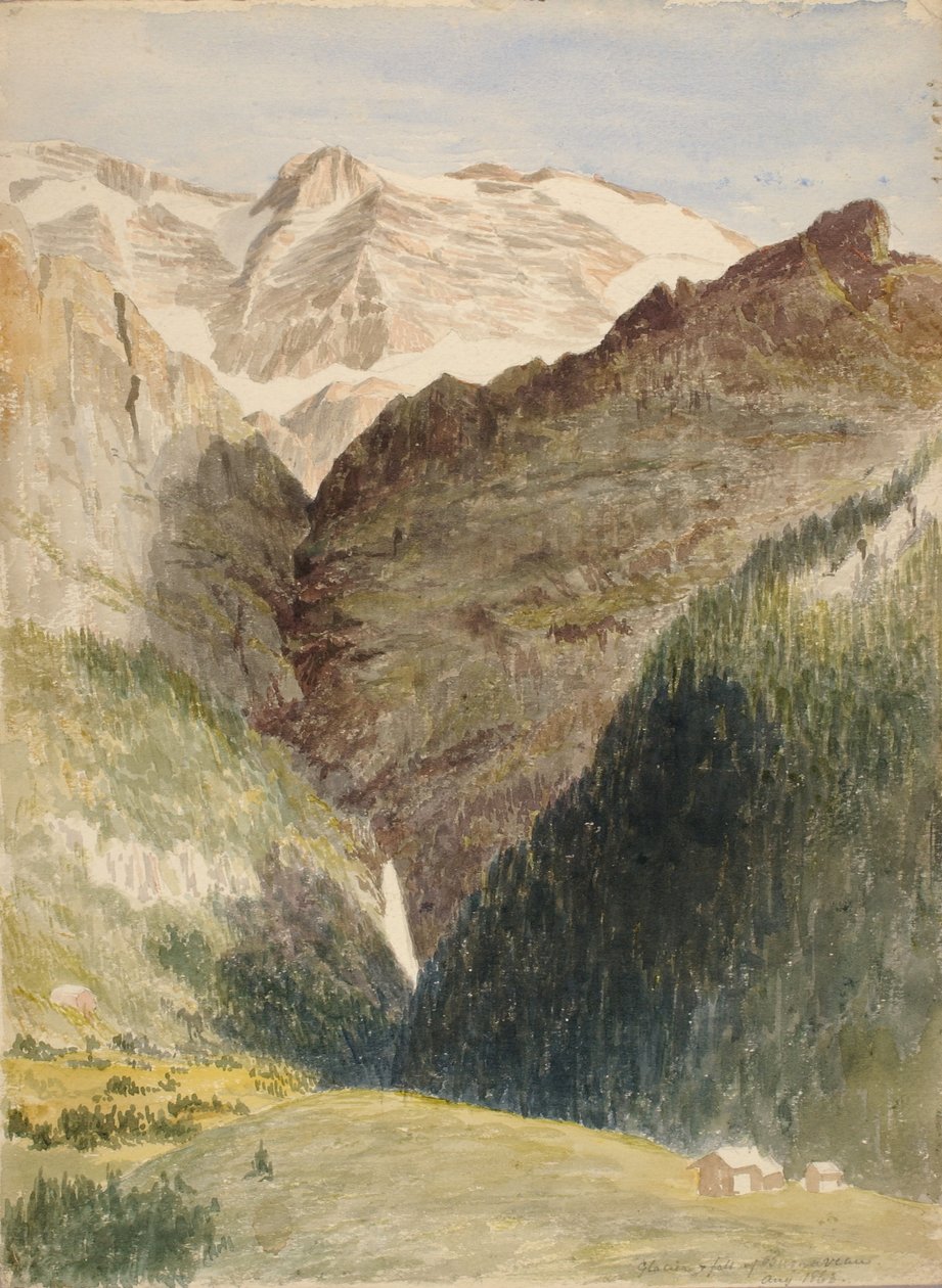 Glaciar e quedas de água de Miner Kilbourne Kellogg