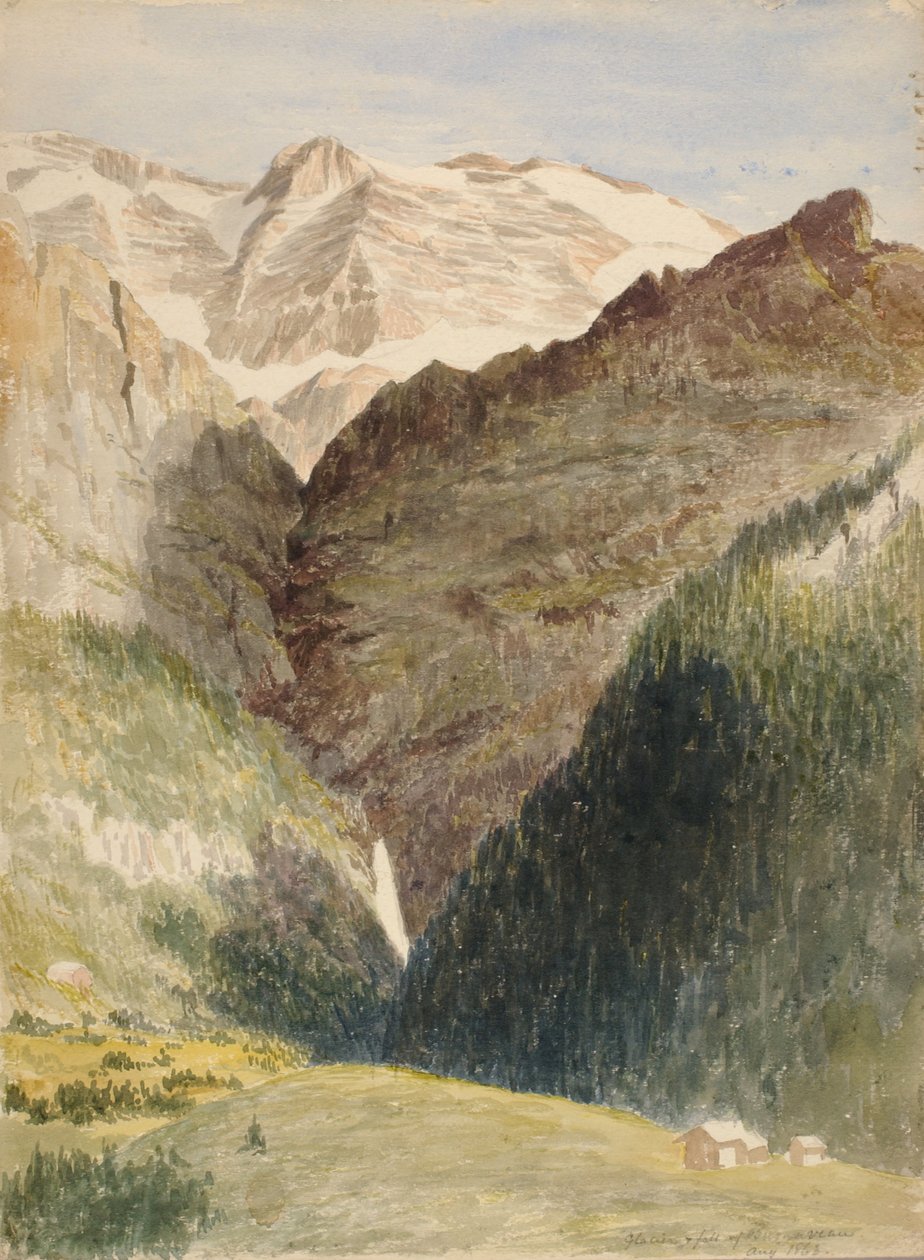 Geleira e Cataratas, 1863. de Miner Kilbourne Kellogg