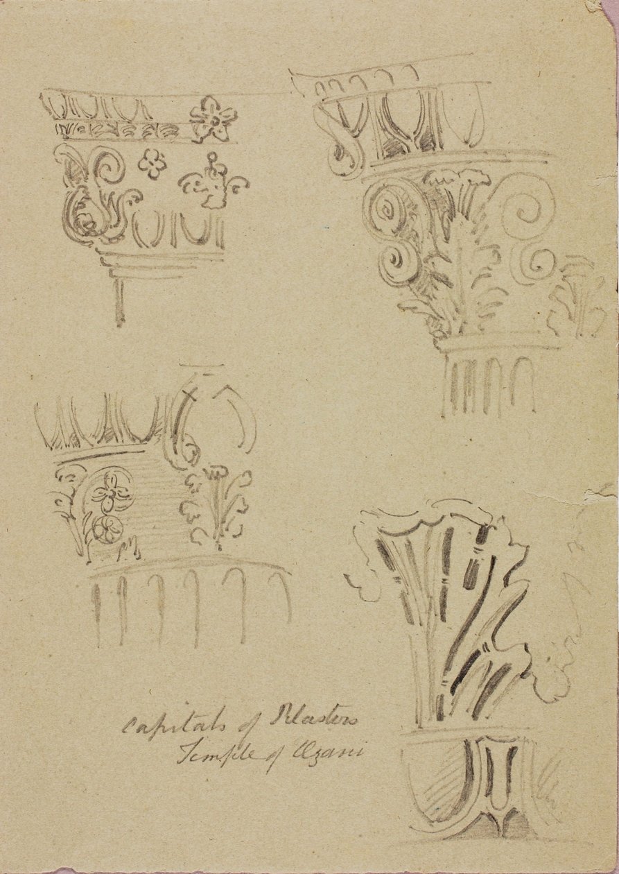 Templo de Azani, capitéis de pilastras de Miner Kilbourne Kellogg