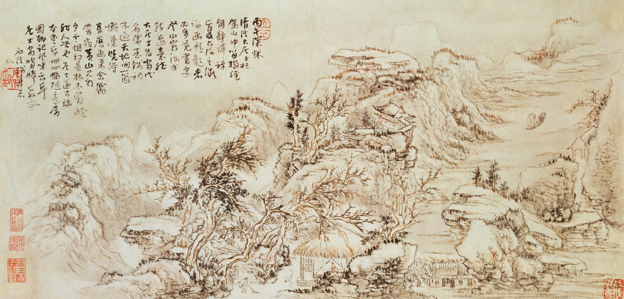 Add 331 Mountain view, possivelmente do século XVII (tinta no papel) de Ming Dynasty Chinese School