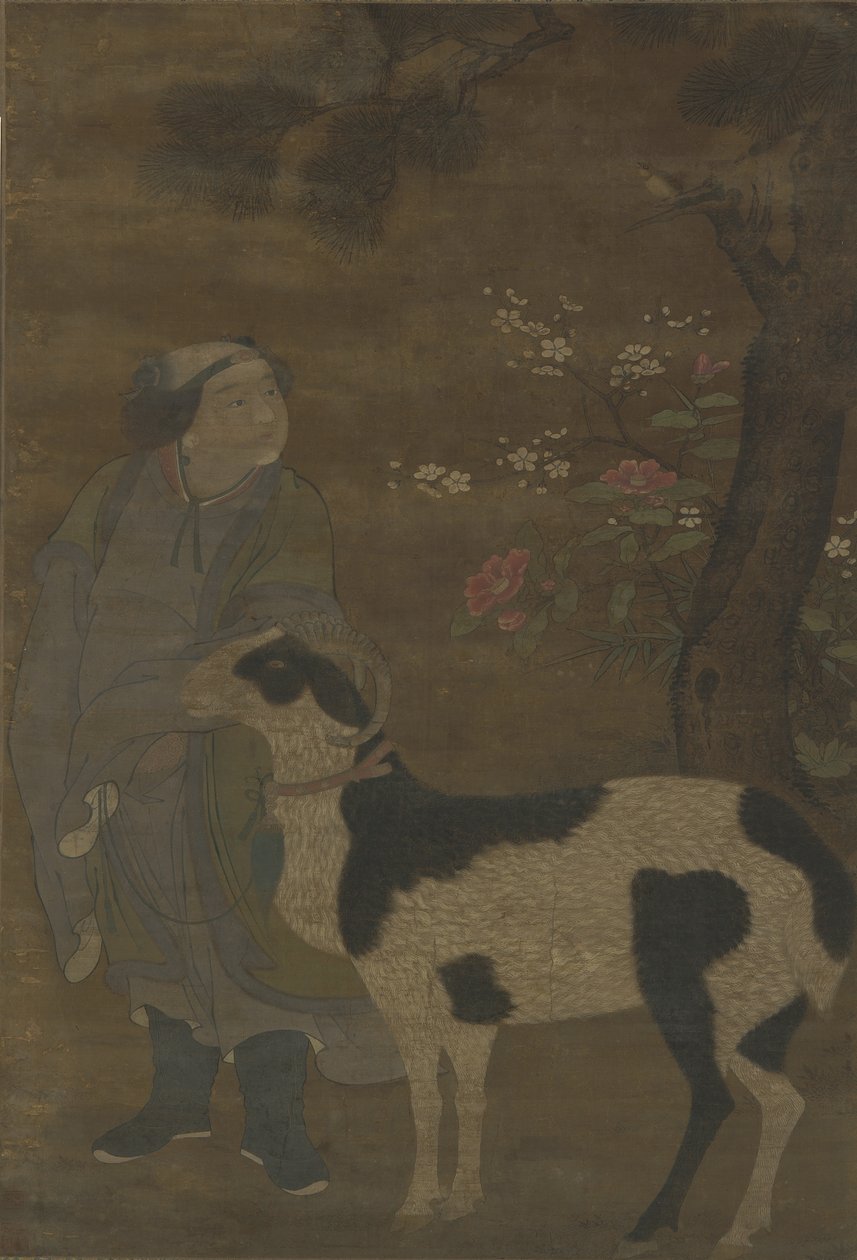 Um menino nobre e sua cabra de Ming Dynasty Chinese School