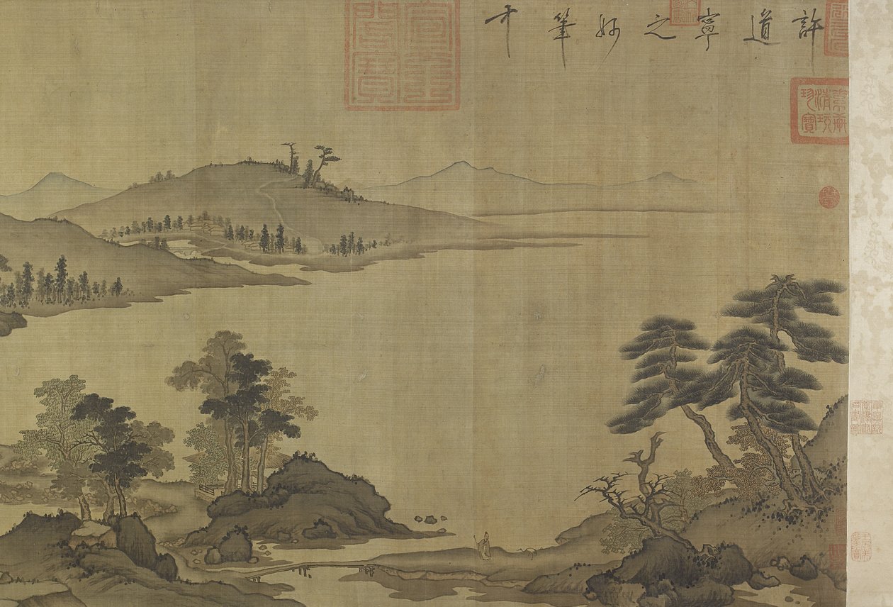 Rio de outono na chuva e nuvens de Ming Dynasty Chinese School