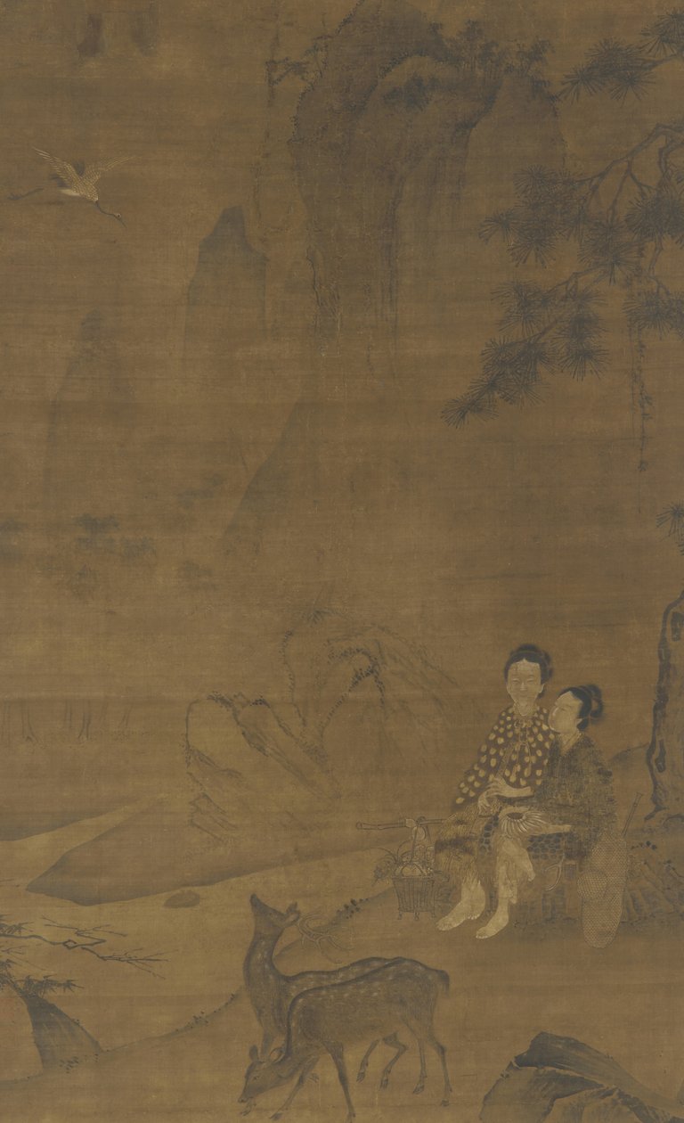 Immortals fêmeas que recolhem ervas de Ming Dynasty Chinese School